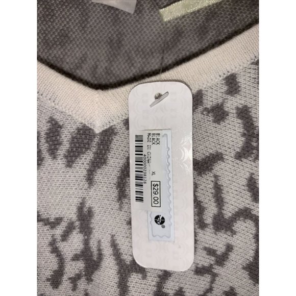 C womens 100% Cotton Gray Ivory Knit V Neck Wrap Shawl Pullover Size XL NWT-7646 - Picture 3 of 5